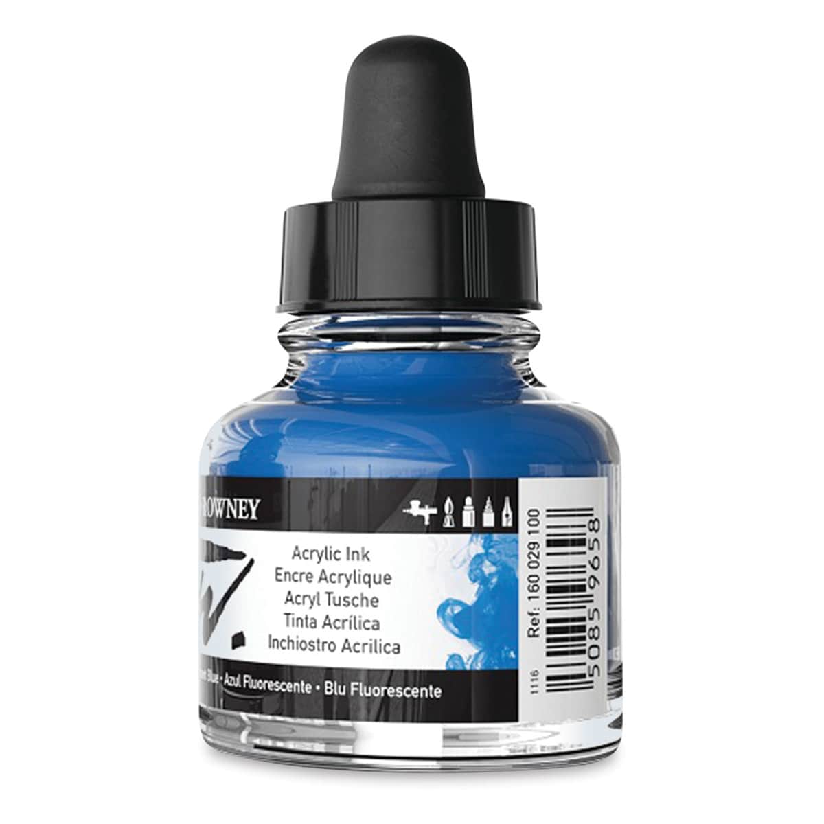 Daler-Rowney FW Acrylic Water-Resistant Artists Ink - 1 oz, Fluorescent Blue back