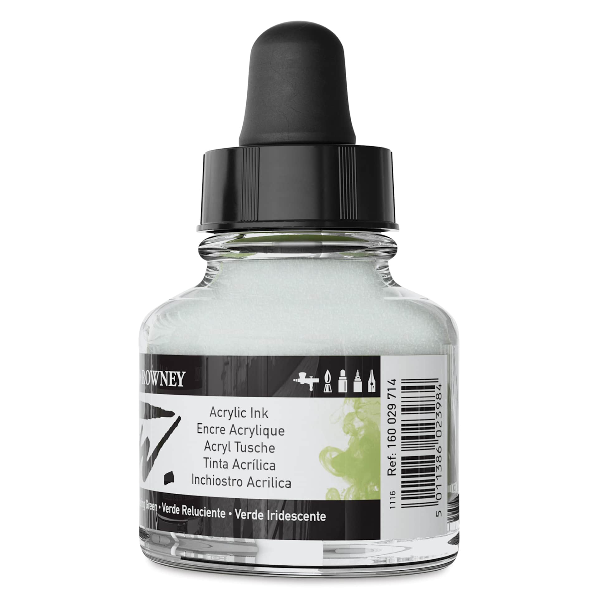 Daler-Rowney FW Acrylic Water-Resistant Artists Ink - 1 oz, Shimmering Green back