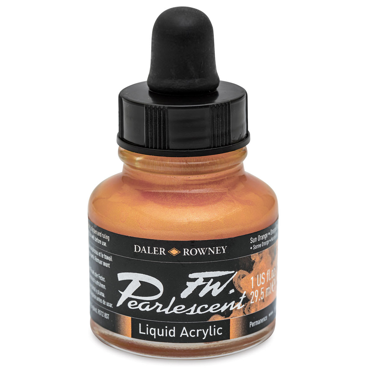 Daler-Rowney FW Acrylic Pearlescent Liquid Acrylic Artist's Ink - 1 oz, Sun Orange