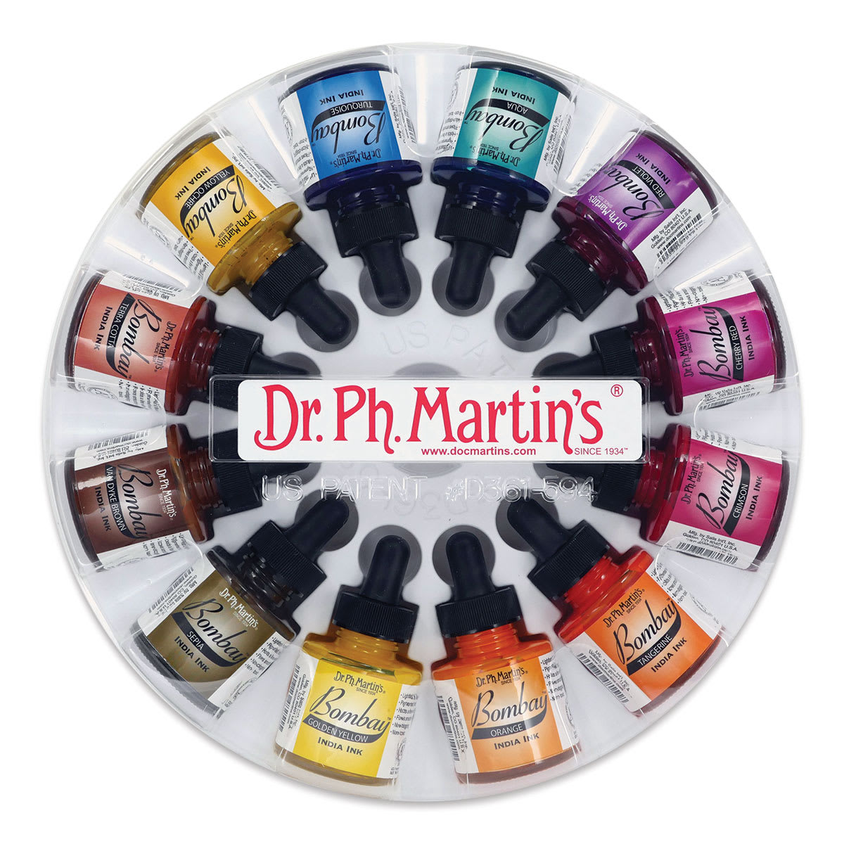 Dr. Ph. Martin's Bombay India Ink - 1 oz, Round Set, Set of 12
