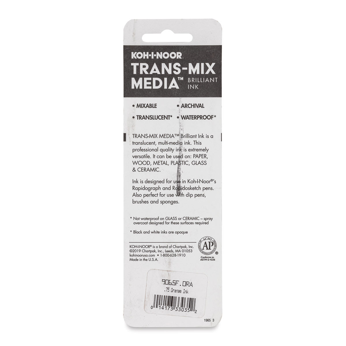 Koh-I-Noor Trans-Mix Media Brilliant Ink - 3/4 oz, Orange