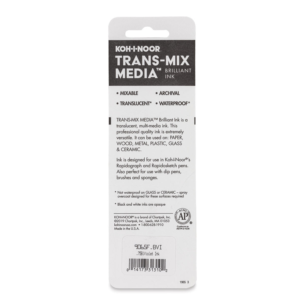 Koh-I-Noor Trans-Mix Media Brilliant Ink - 3/4 oz, Blue Violet