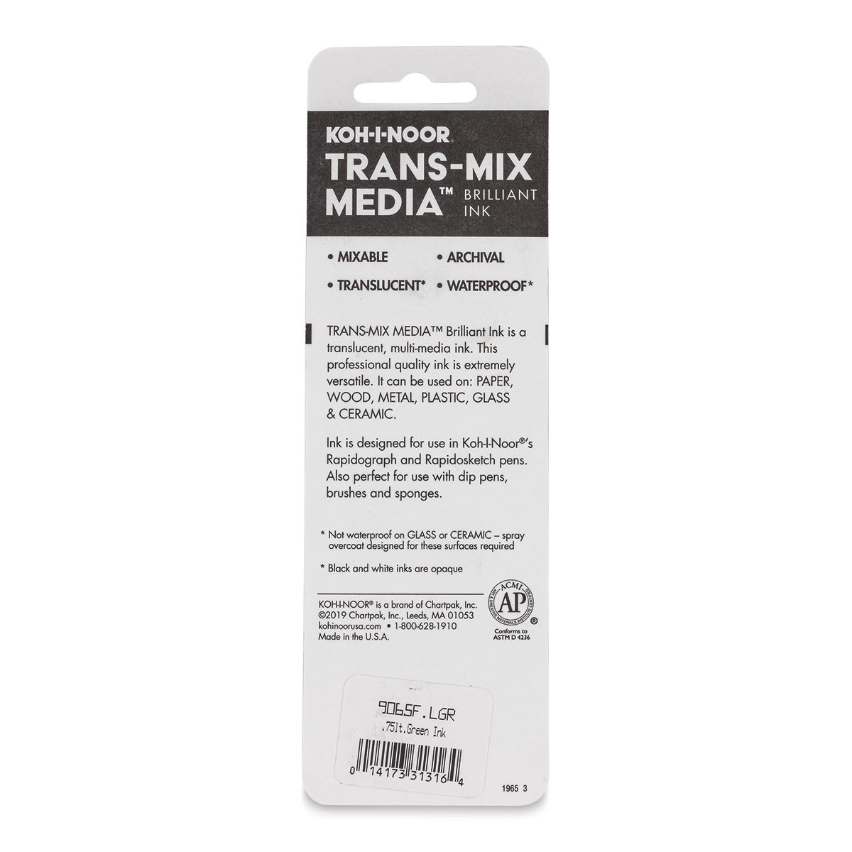 Koh-I-Noor Trans-Mix Media Brilliant Ink - 3/4 oz, Light Green