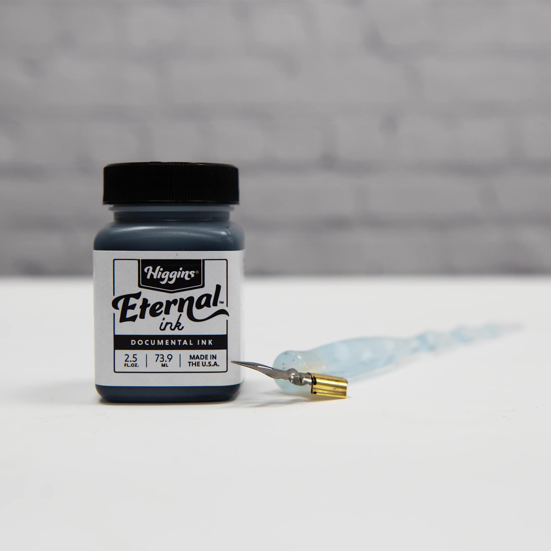 Higgins Eternal Ink - Black, 2.5 oz bottle with dip pen