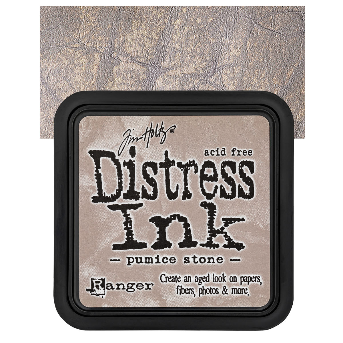 Ranger Distress Ink Pad - Pumice Stone pad and swatch