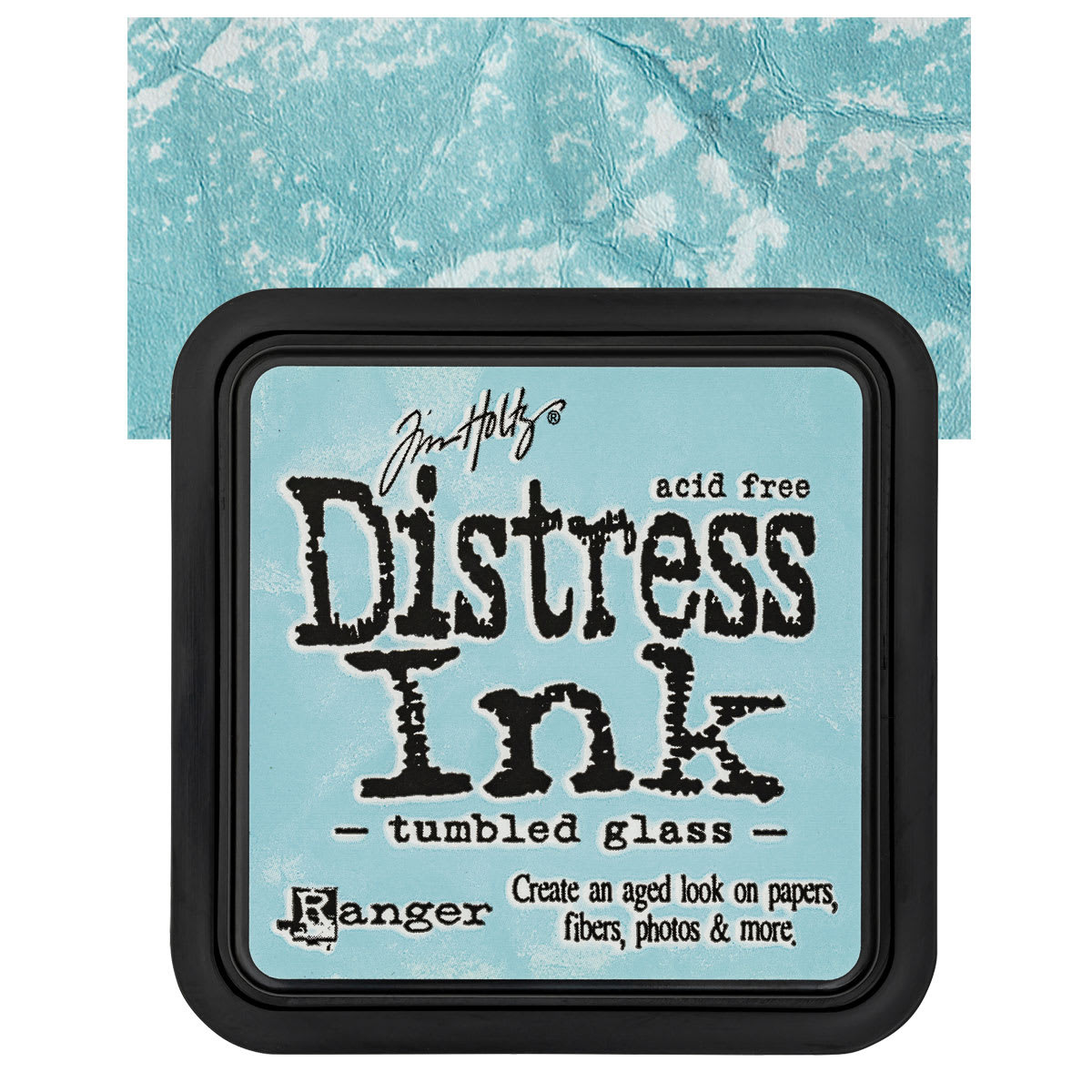 Ranger Distress Ink Pad - Tumbled Glass pad and swatch
