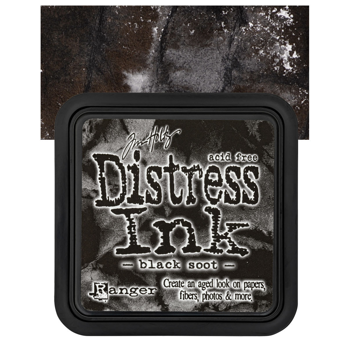 Ranger Distress Ink Pad - Black Soot pad and swatch
