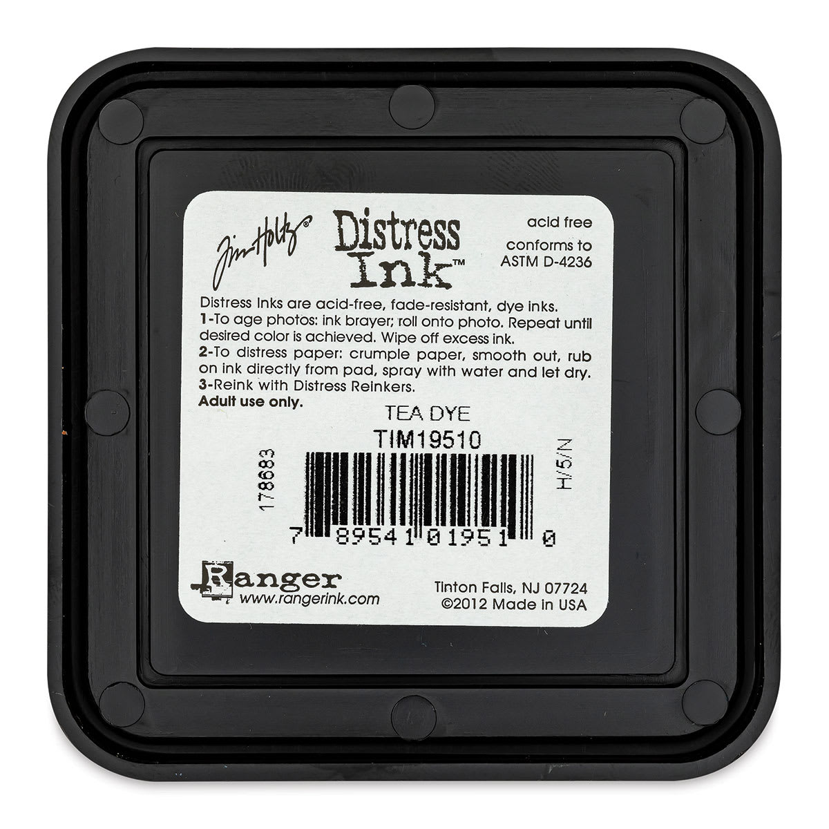 Back of Ranger Distress Ink Pad - Tea Dye