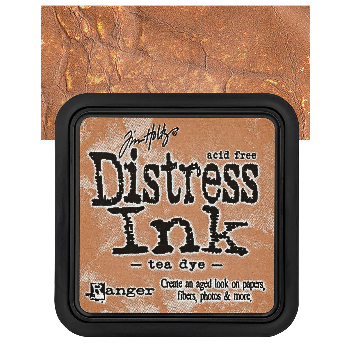 Ranger Distress Ink Pad - Tea Dye pad and swatch