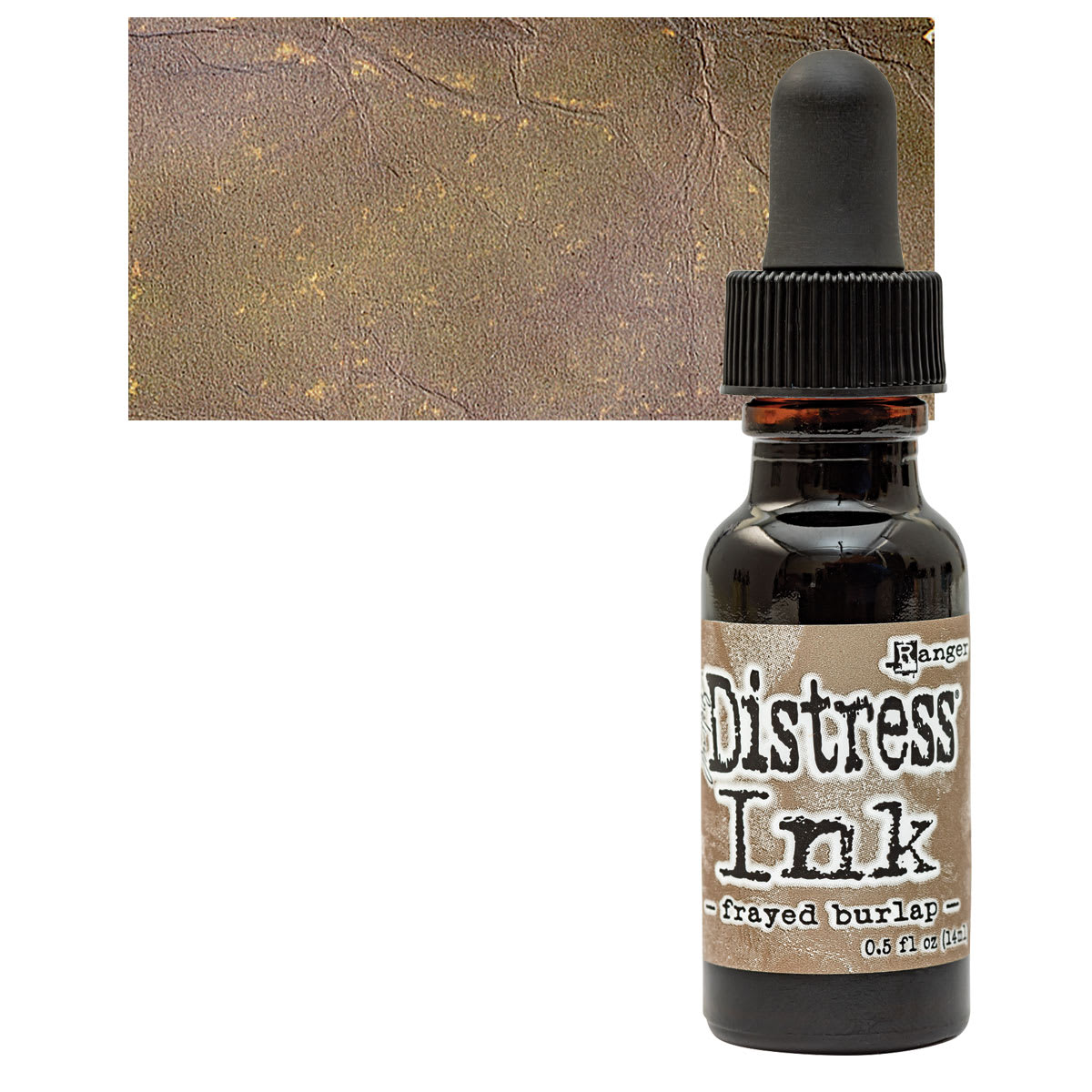Ranger Distress Ink Pad Re-Inker - Frayed Burlap bottle and swatch
