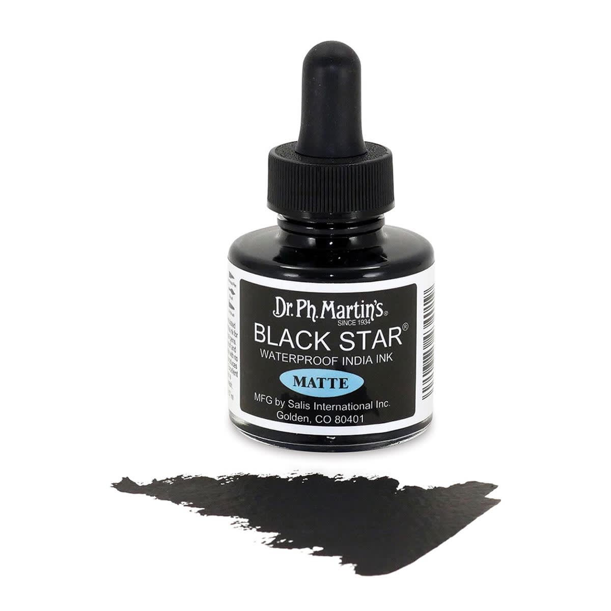Dr. Ph. Martin's Black Star India Ink - Matte, 1 oz