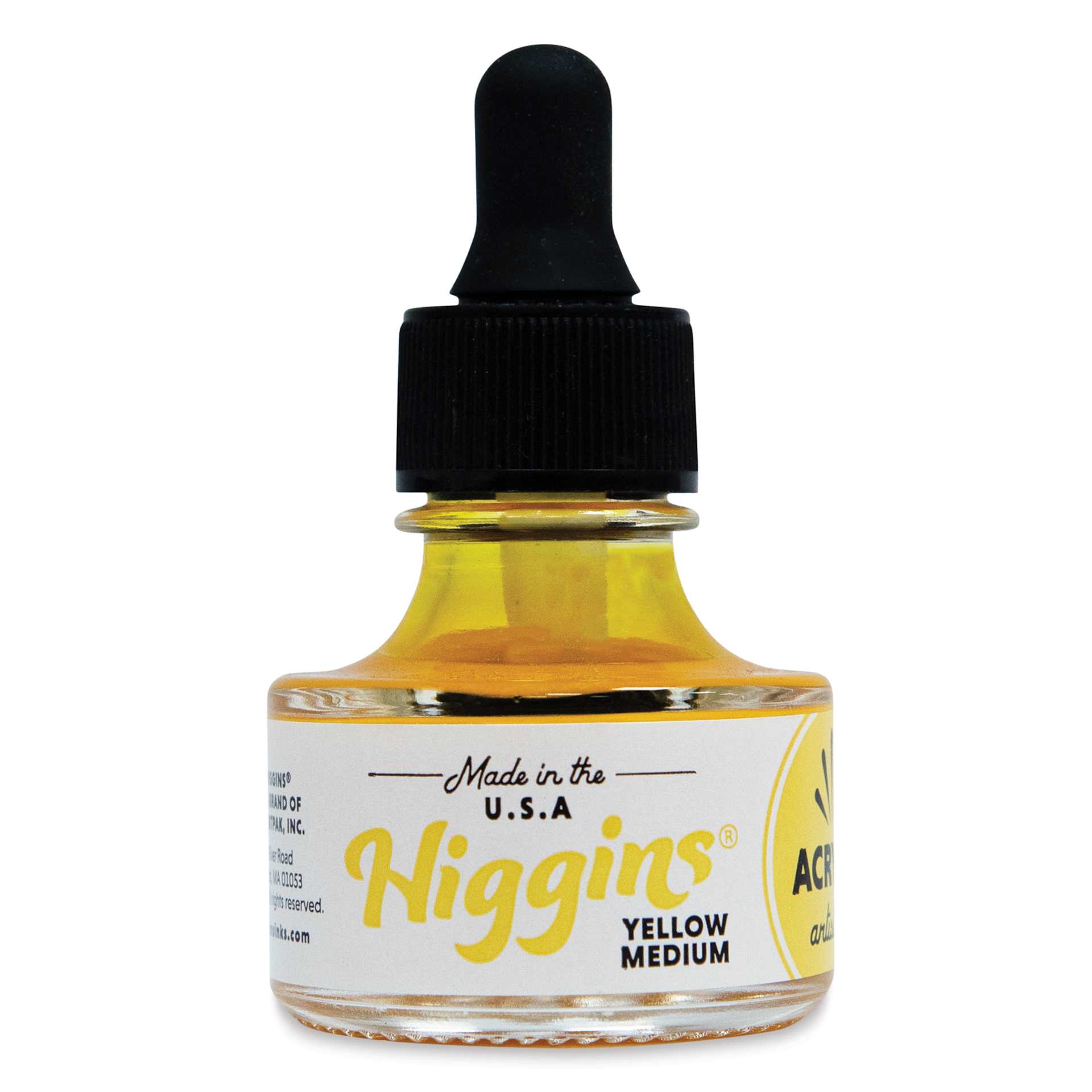 Higgins Acrylic Ink - Yellow Medium, 1 oz