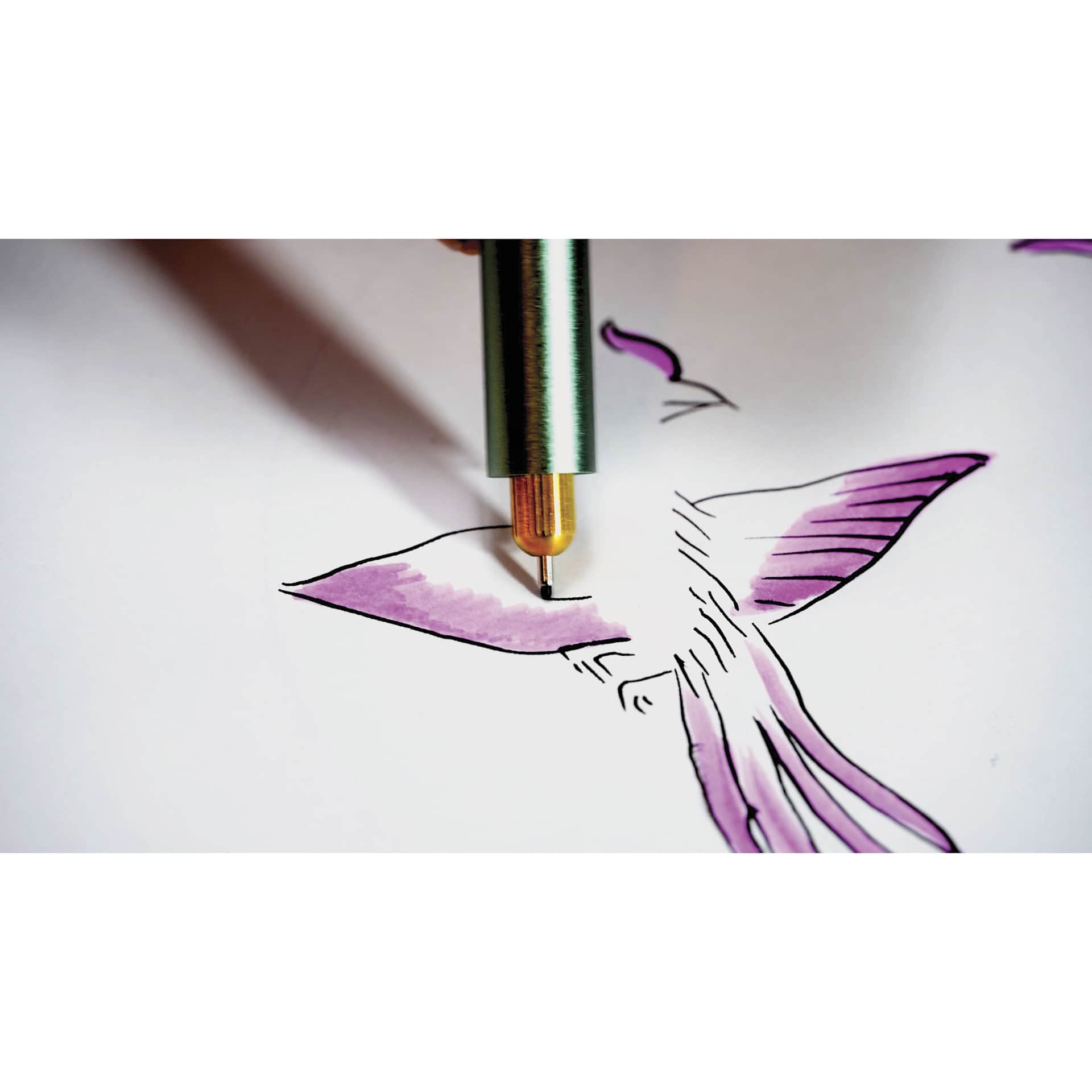 Tom's Studio Lumos Pro Refillable Dual Tip Pen Set - Sage, bird artwork