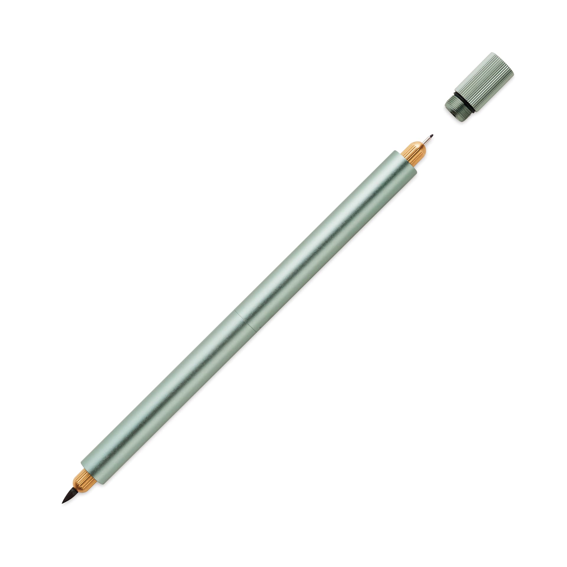 Tom's Studio Lumos Pro Refillable Dual Tip Pen Set - Sage, pen with cap off