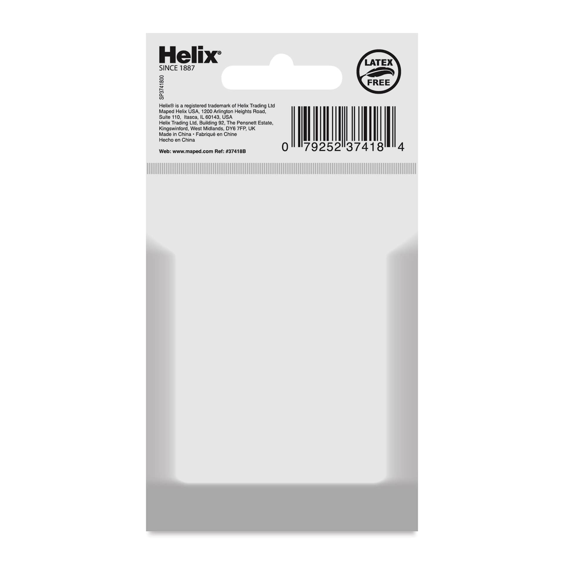 Helix Pencil Cap Erasers - Pink, Pkg of 12, back of the packaging