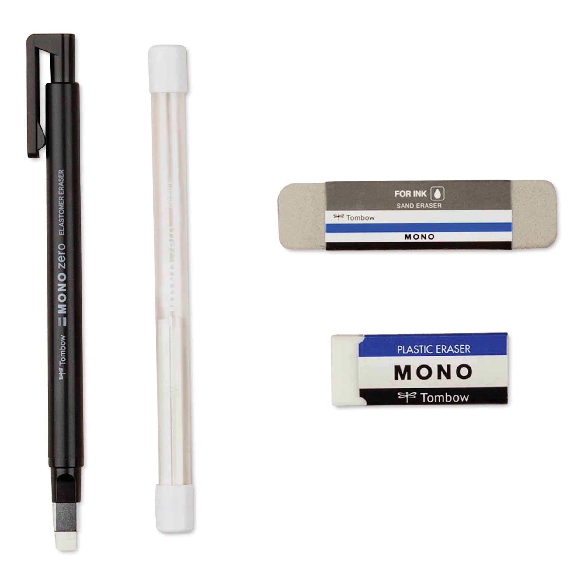 Tombow Mono Eraser Variety Pack - Set of 4, contents laid out