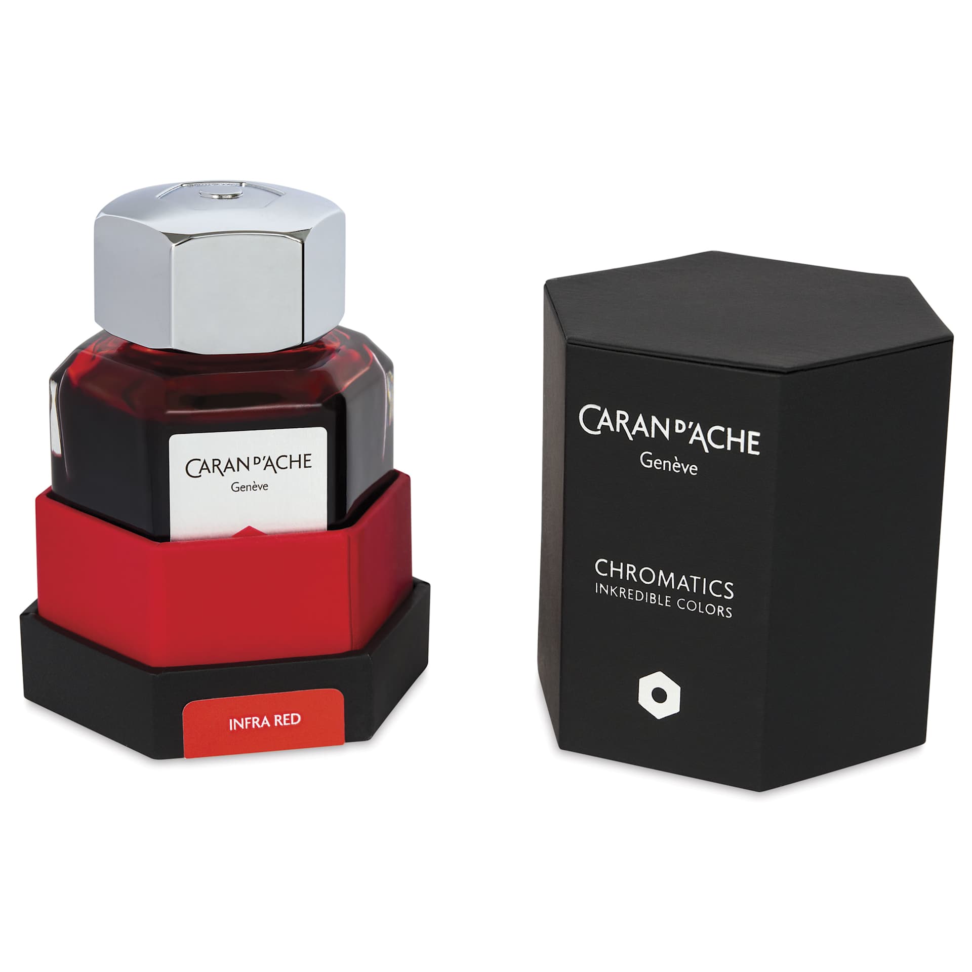 Caran d'Ache Chromatics Ink - Infrared, 50 ml Jar, jar in package next to lid