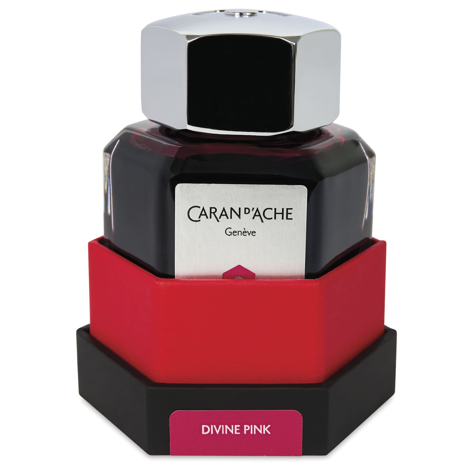 Caran d'Ache Chromatics Ink - Divine Pink, 50 ml Jar, jar in package base