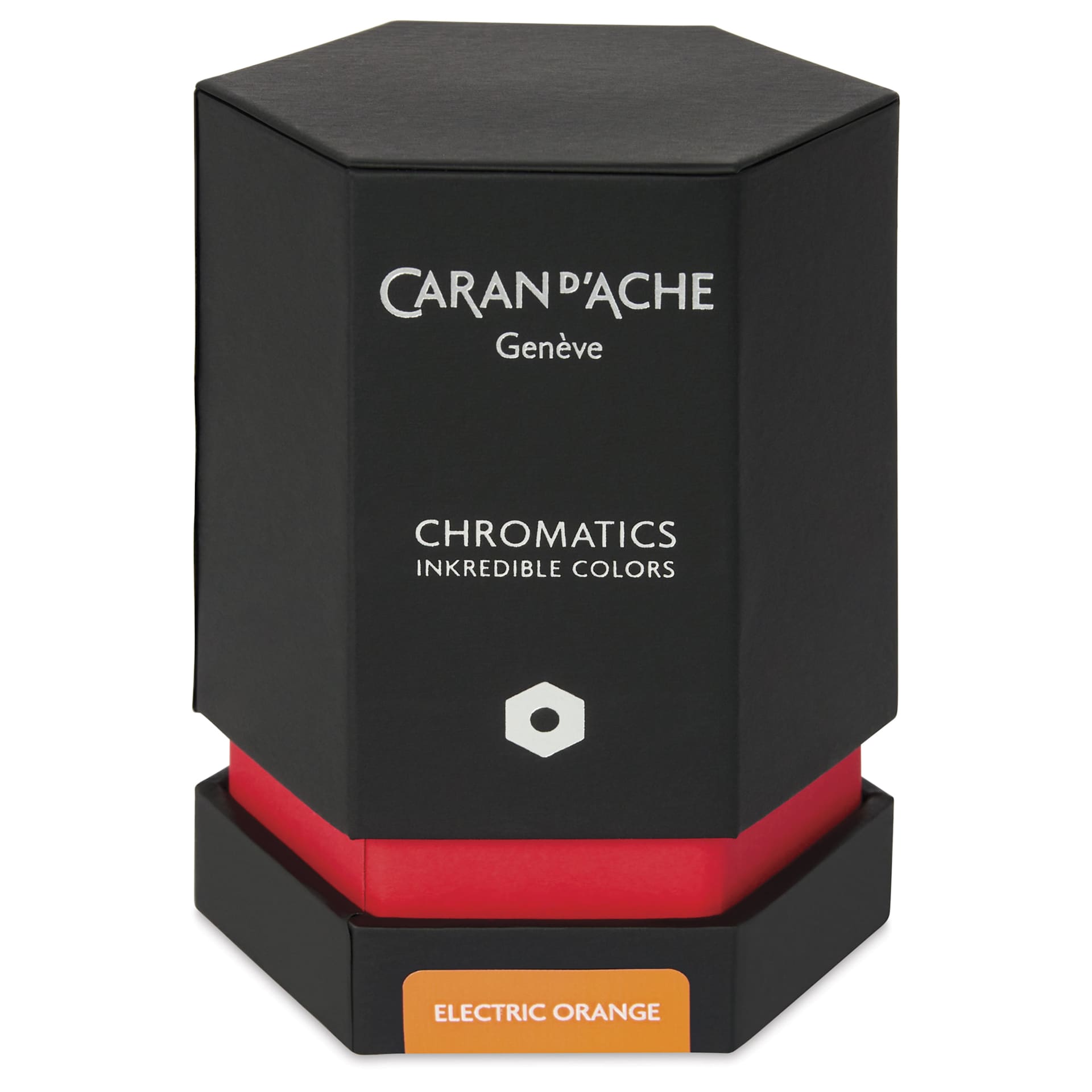 Caran d'Ache Chromatics Ink - Electric Orange, 50 ml Jar, packaging