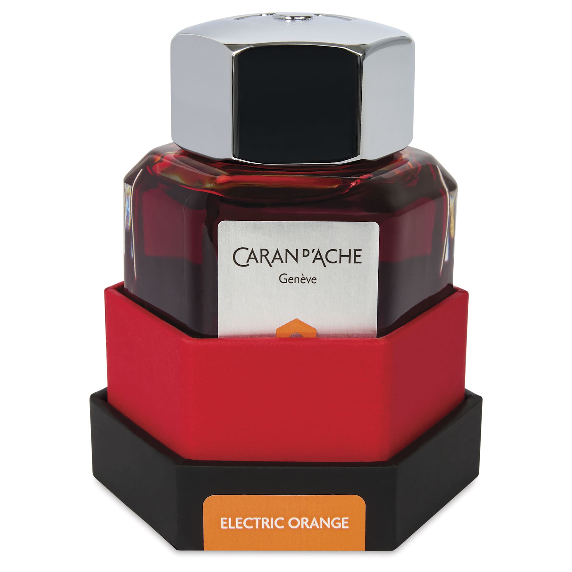 Caran d'Ache Chromatics Ink - Electric Orange, 50 ml Jar, jar in package base