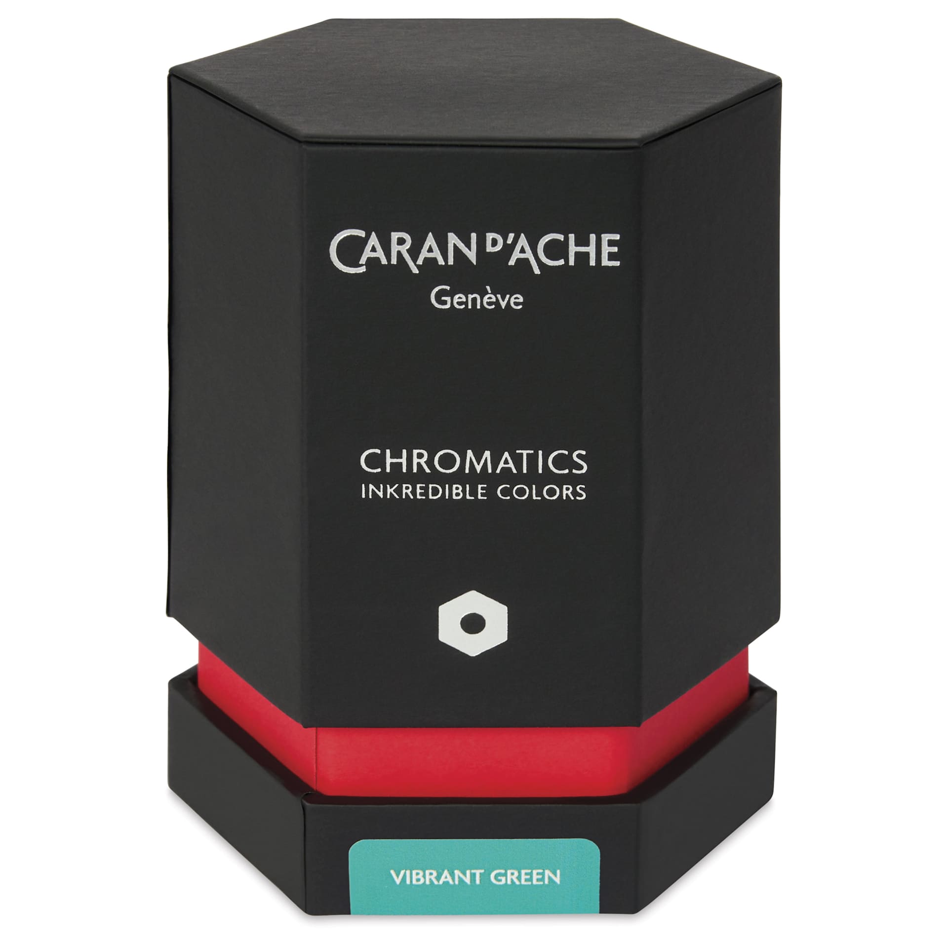 Caran d'Ache Chromatics Ink - Vibrant Green, 50 ml Jar, packaging