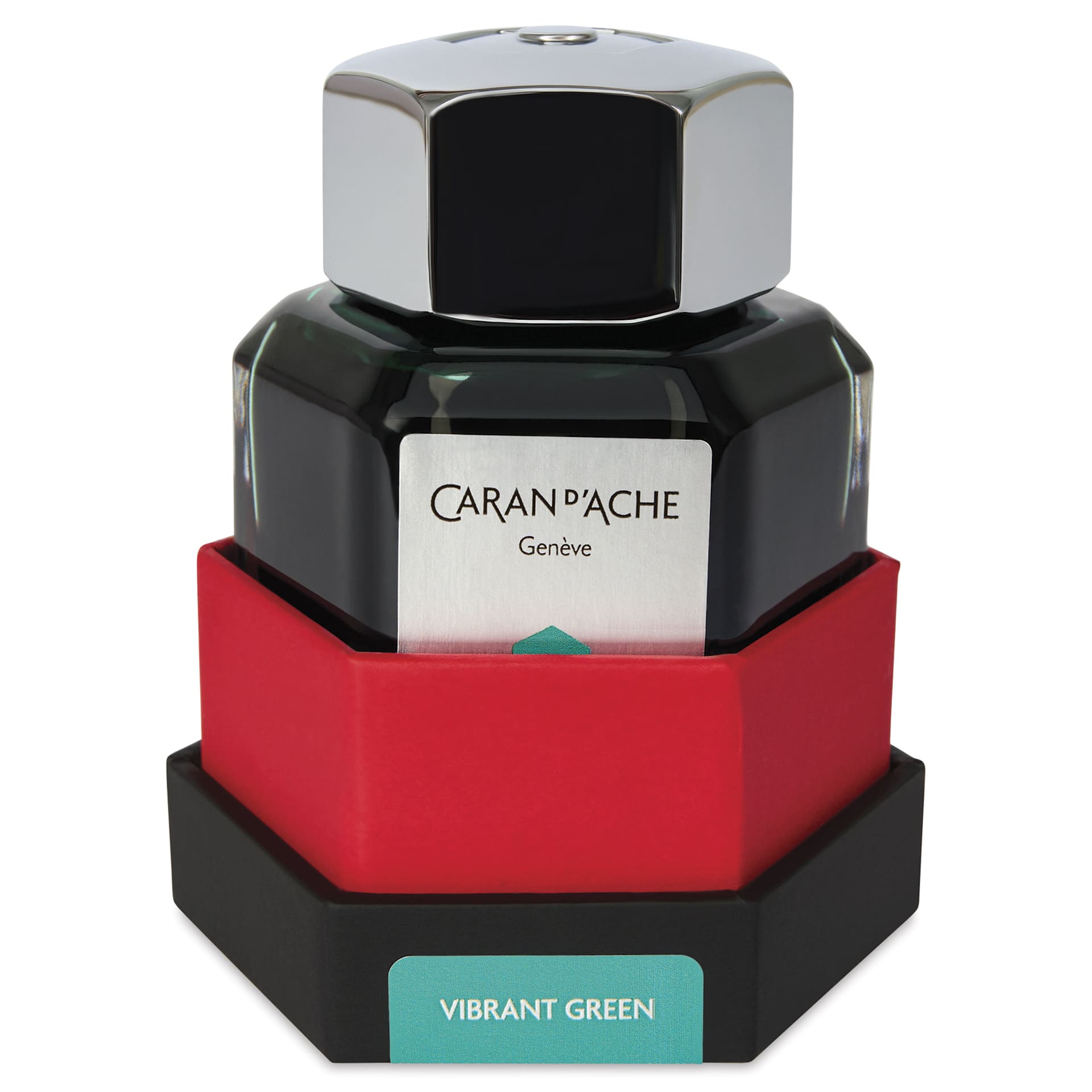 Caran d'Ache Chromatics Ink - Vibrant Green, 50 ml Jar, jar in package base