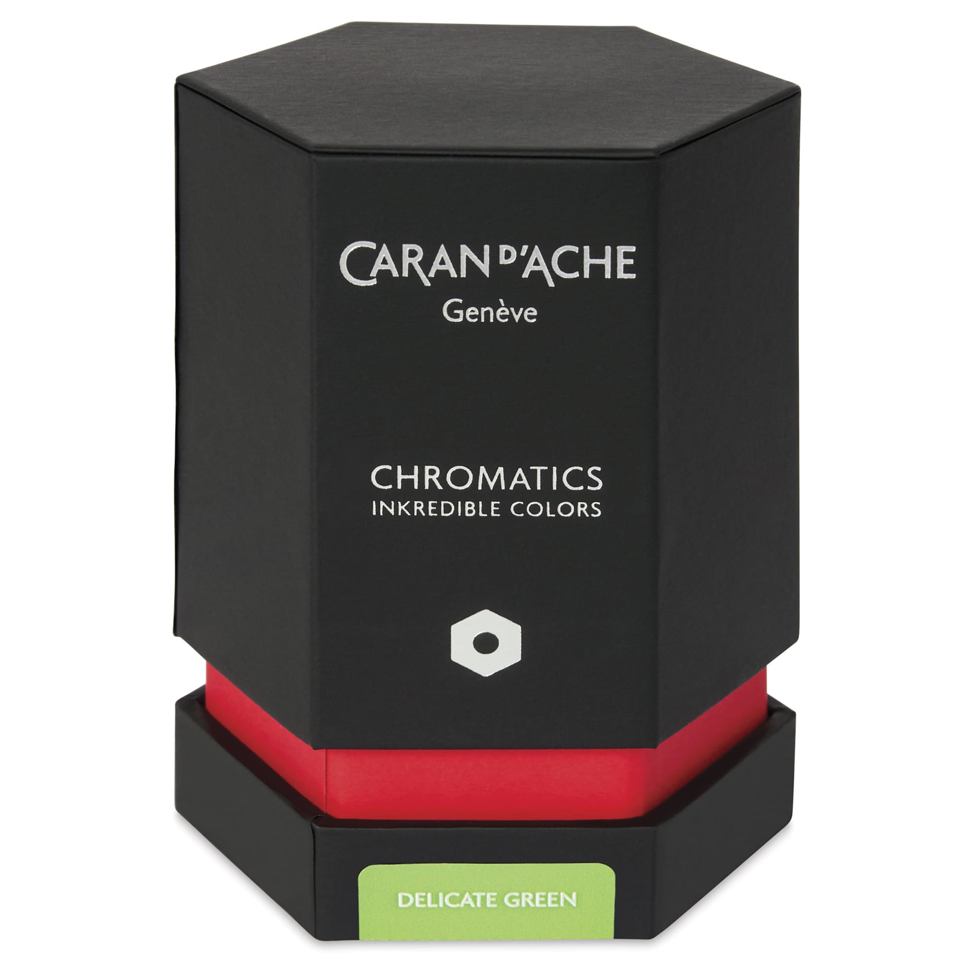 Caran d'Ache Chromatics Ink - Delicate Green, 50 ml Jar, packaging