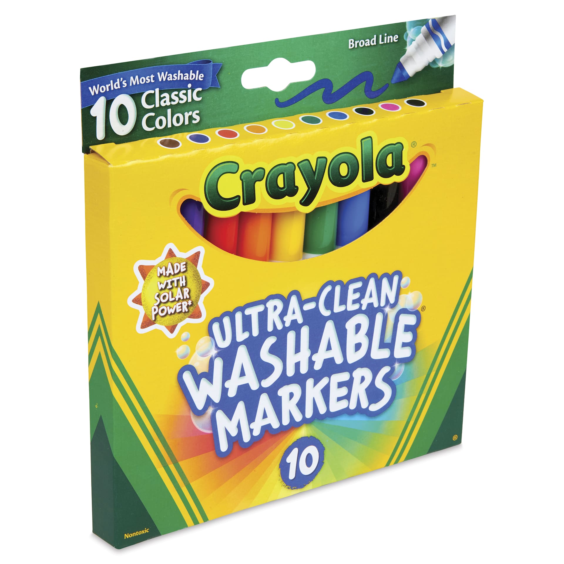 Crayola Ultra-Clean Washable Marker Set - Set of 10, Classic Colors, Broad Tip