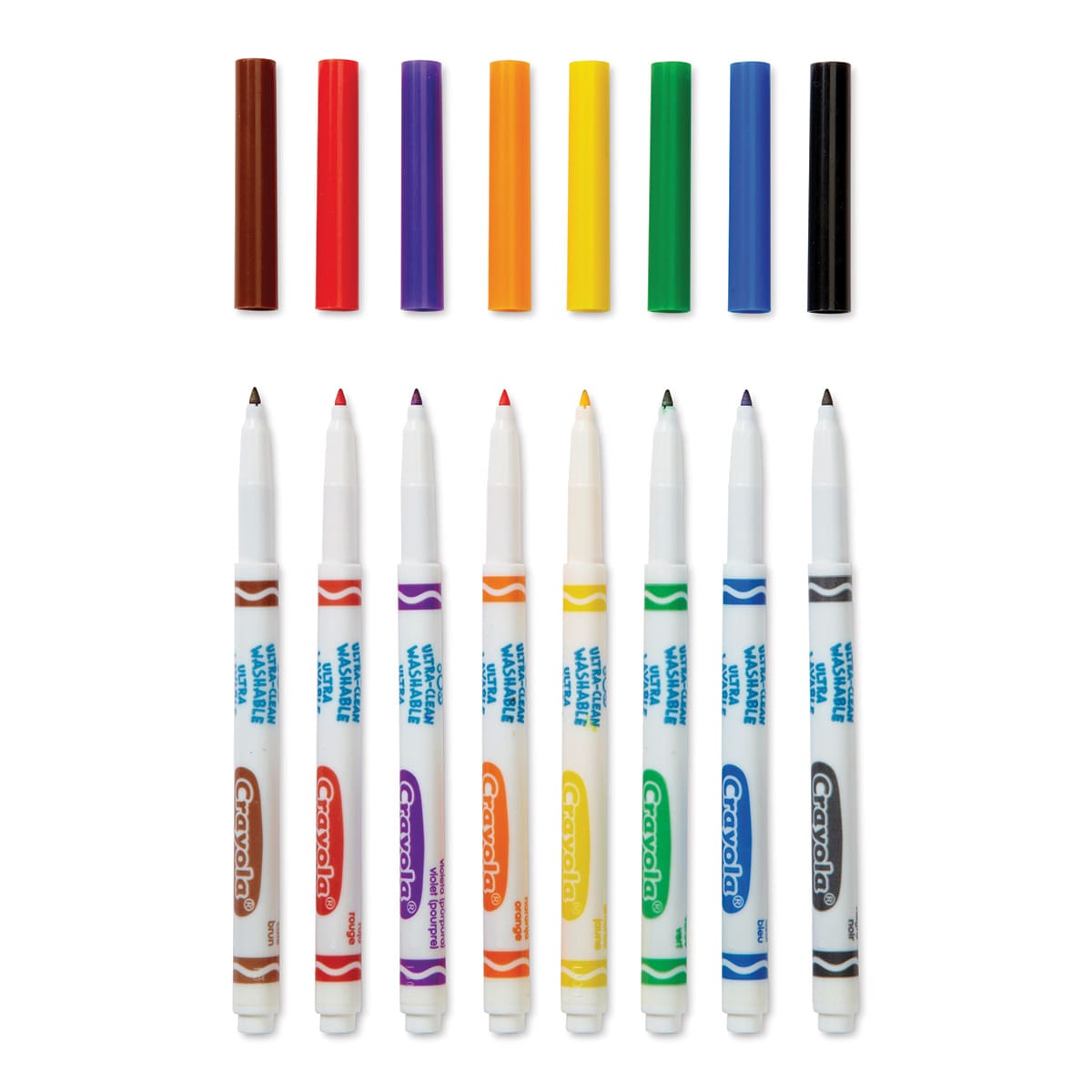 Crayola Ultra-Clean Washable Marker Set - Classic Colors, Thin Line, Set of 8