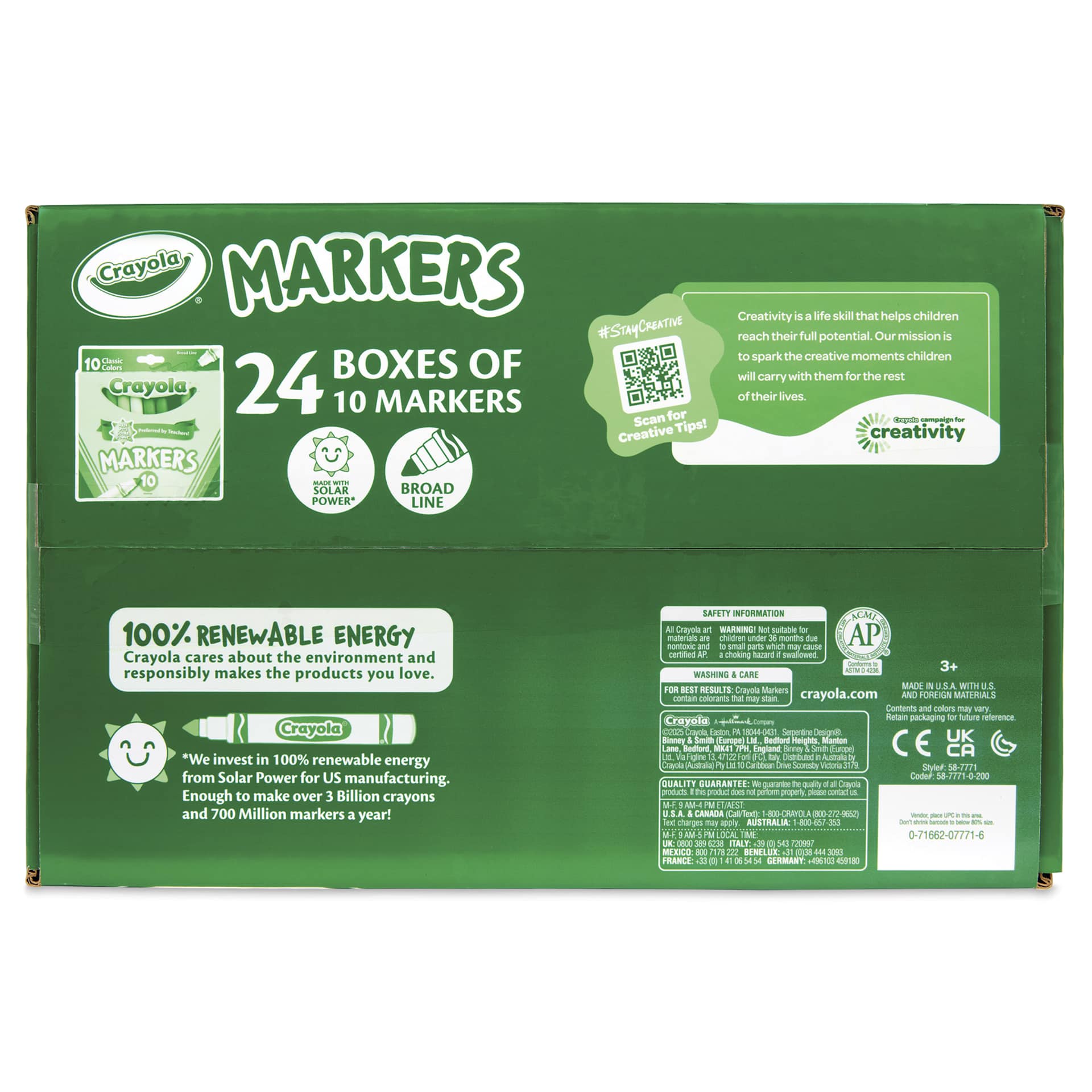 Crayola Broad Line Markers - Assorted Colors, Bulk Pkg of 240, bottom of the box