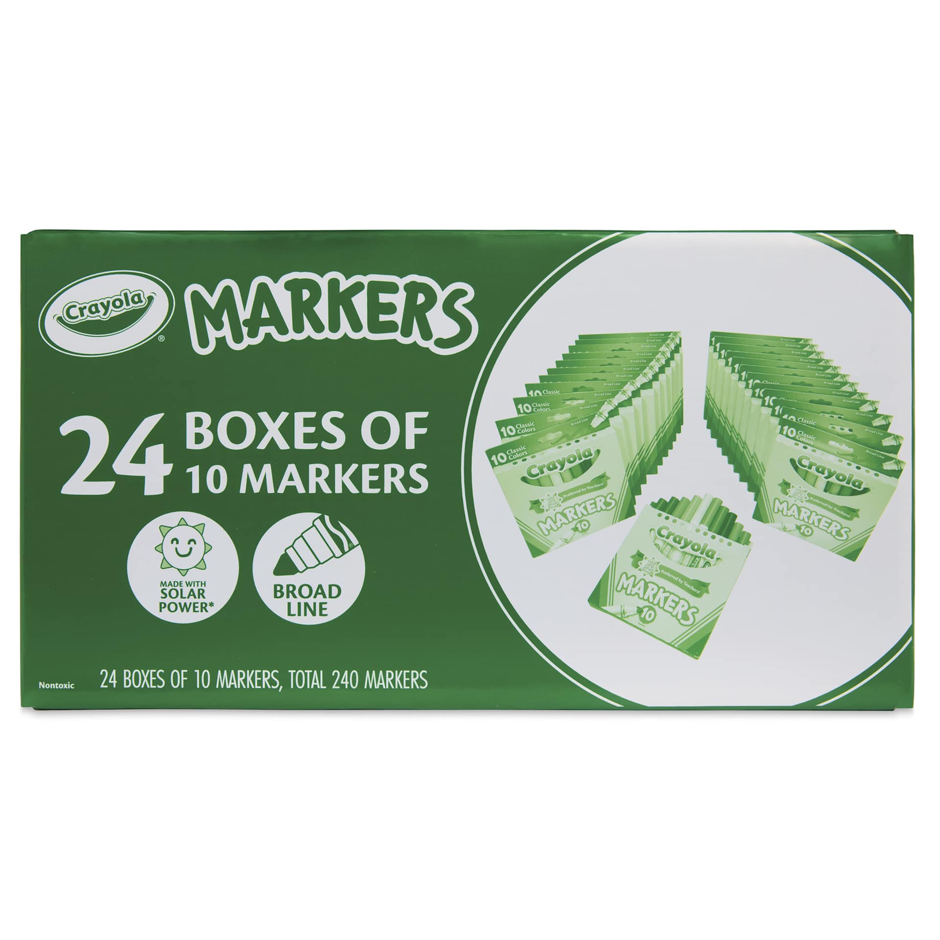 Crayola Broad Line Markers - Assorted Colors, Bulk Pkg of 240, top of the box