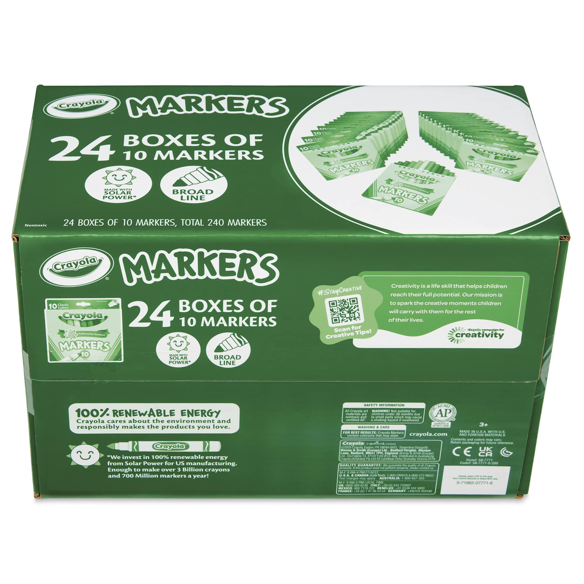 Crayola Broad Line Markers - Assorted Colors, Bulk Pkg of 240, packaging box