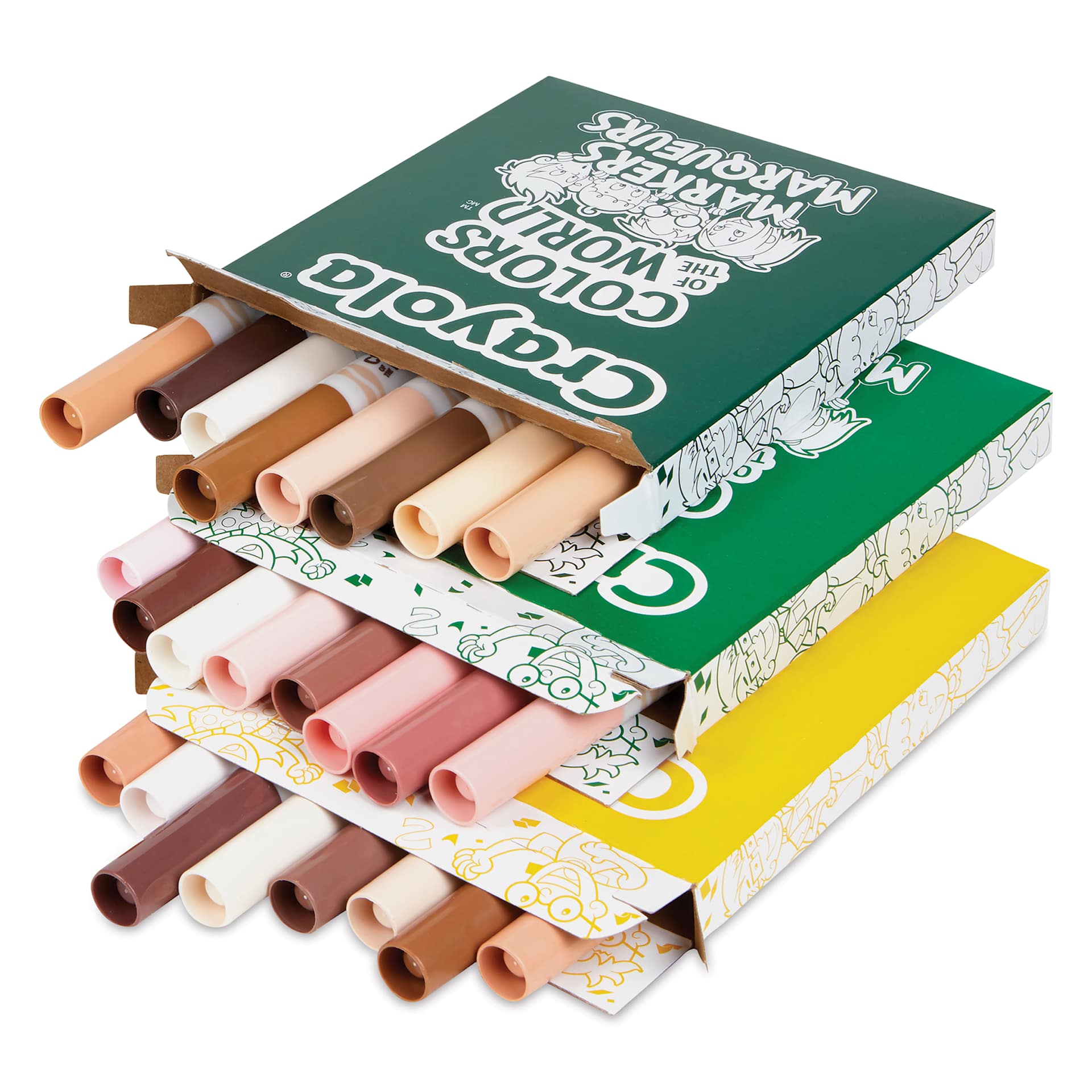 Crayola Colors of the World Markers - Classpack, Set of 240, sets laid out showing markers