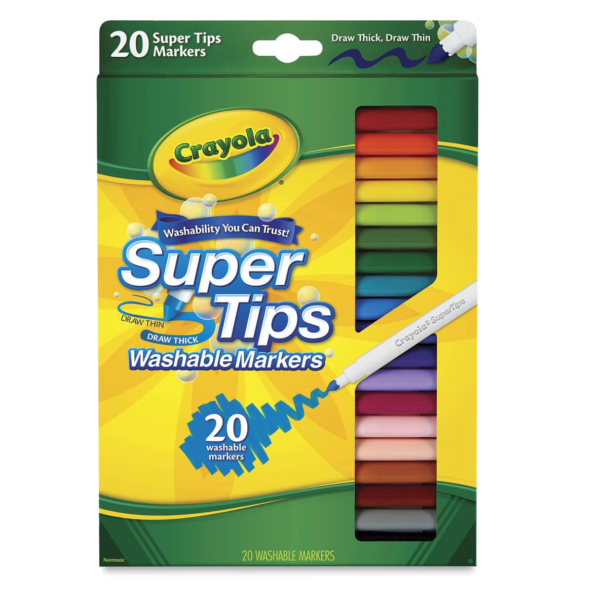 Crayola Super Tips Washable Marker Set - Assorted Colors, Fine Line, Set of 20 Crayola Super Tips Washable Marker Set - Assorted Colors, Fine Line, Set of 20