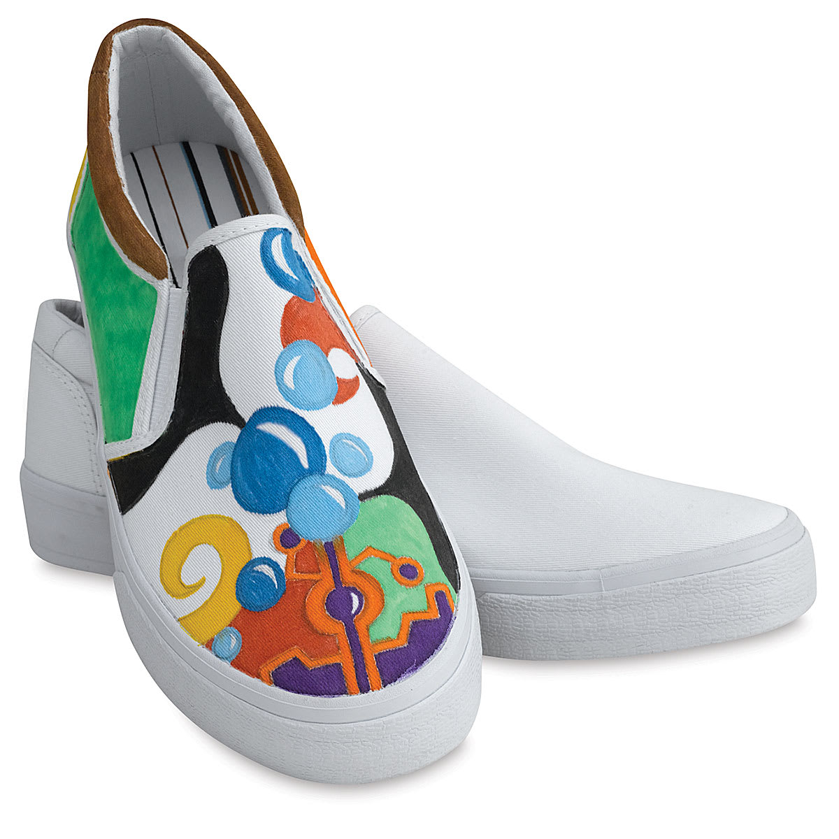 Crayola Fabric Markers - Slip on Tennis shoes shown with one decorated with markers