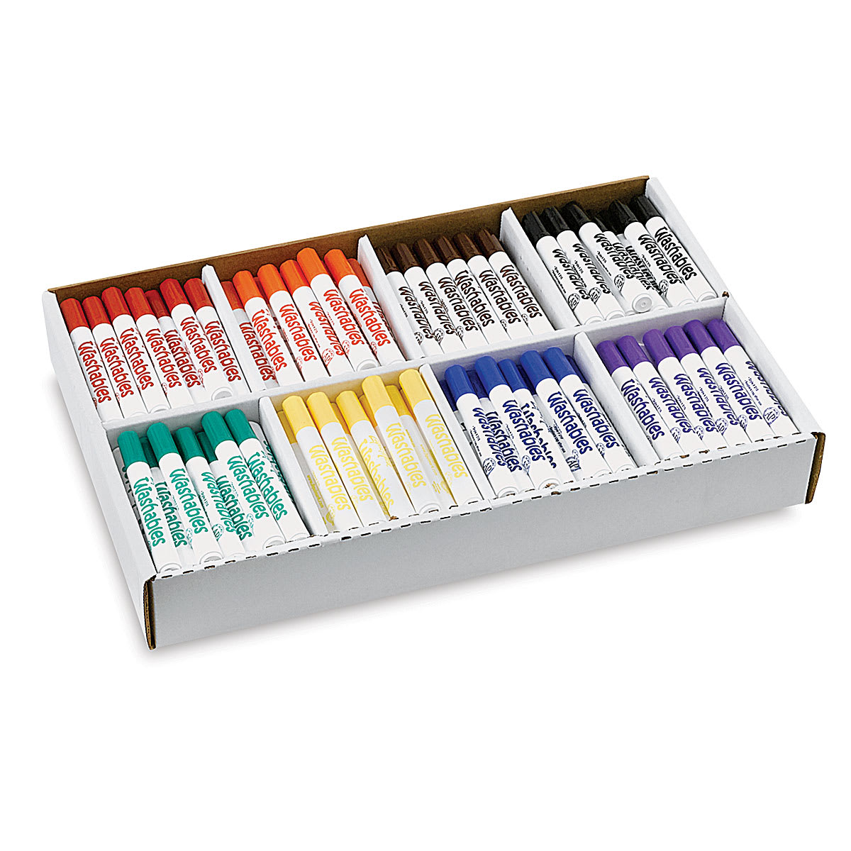 Washable Broadline Markers - Commponents of Set of 200 Classroom pack shown in package tray