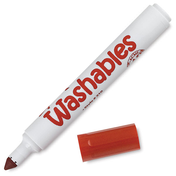 Washable Broadline Marker - Single Red Marker with cap removed
