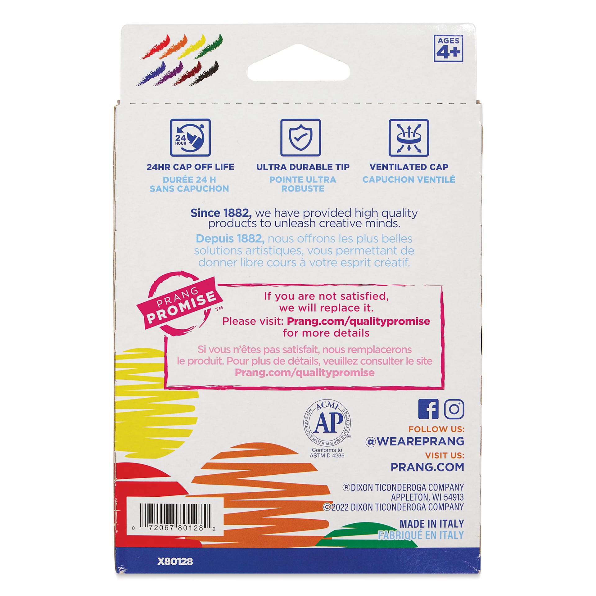 Prang Classic Art Markers - Assorted Colors, Set of 8 - back of packaging