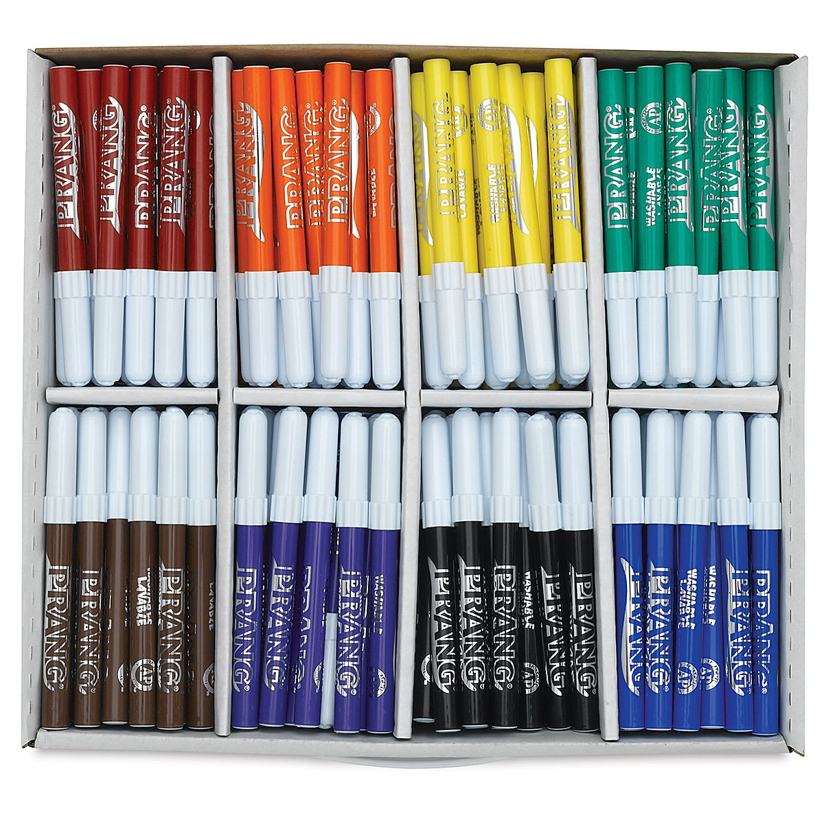 Prang Washable Markers - Master Pack of 200, Set of 8 Colors, markers shown inside of the box