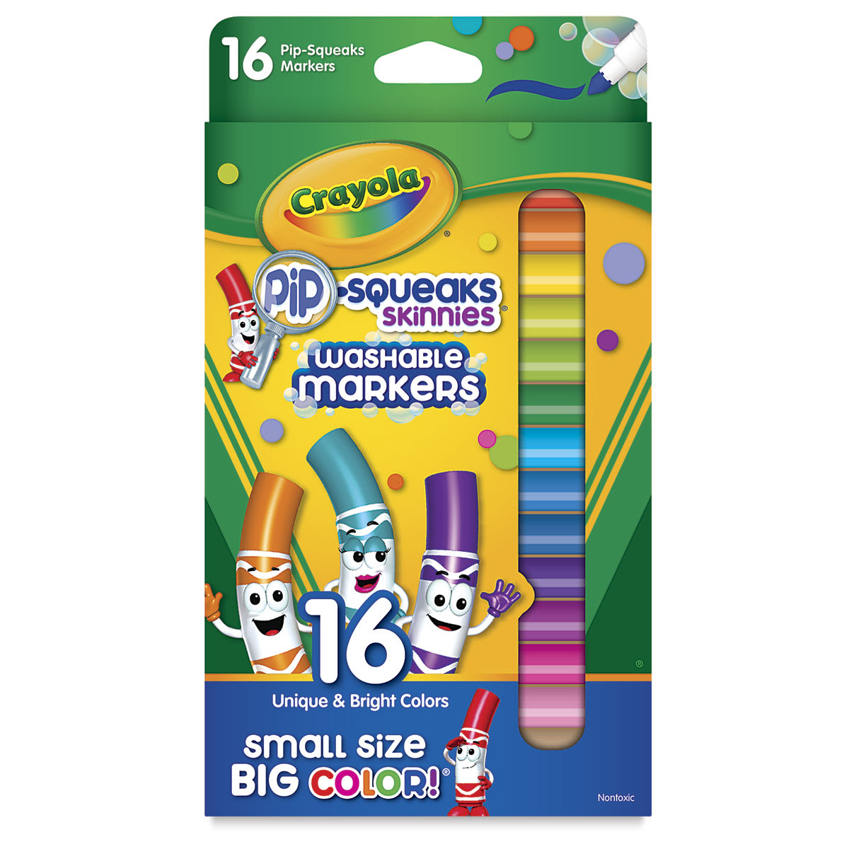 Crayola Pip-Squeaks Skinnies Washable Marker - Set of 16, front of the packaging