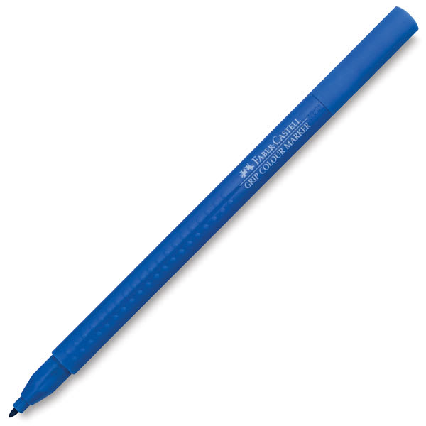 Faber-Castell Grip Colour Marker Pens - Single blue Pen shown at angle