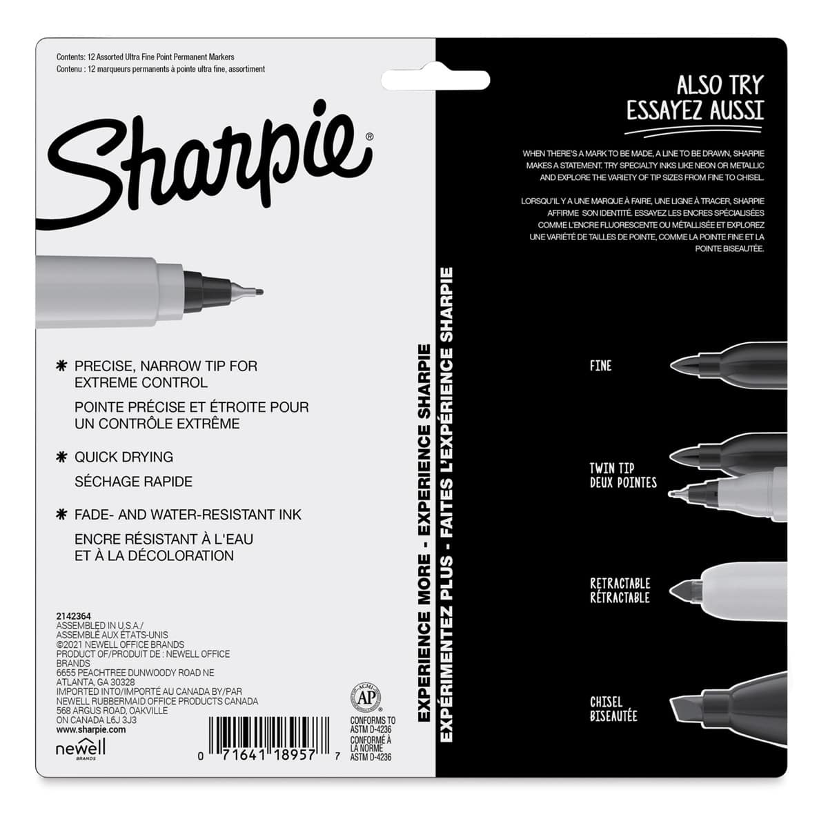 Sharpie Ultra-Fine Point Markers - Mystic Gem Colors, Set of 12 (back of package)