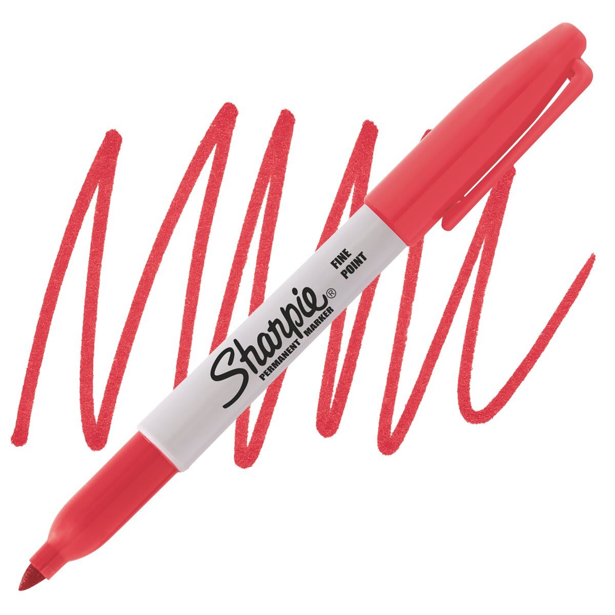 Sharpie Fine Point Permanent Marker - Solar Flare Red marker and swatch