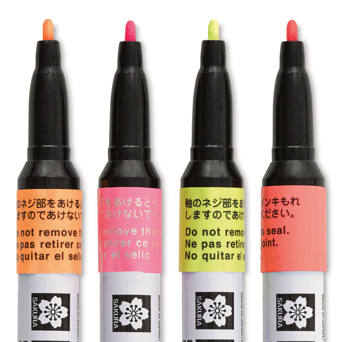 Sakura Pen-Touch Paint Markers - Fluorescent Colors, Fine Tip, Set of 4 (close-up of tips)