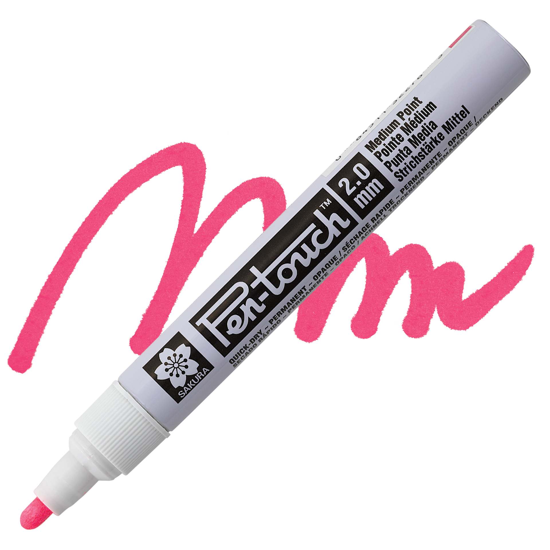 Sakura Pen-Touch Paint Marker - Medium Tip, Fluorescent Pink marker and swatch