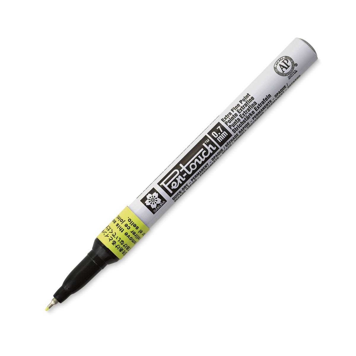 Sakura Pen-Touch Paint Marker - Extra Fine Tip, Fluorescent Yellow (with cap removed)