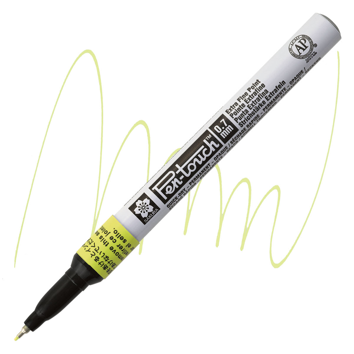 Sakura Pen-Touch Paint Marker - Extra Fine Tip, Fluorescent Yellow marker and swatch