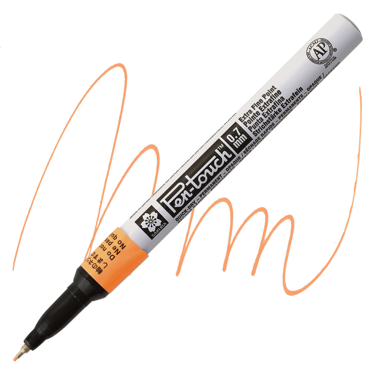 Sakura Pen-Touch Paint Marker - Extra Fine Tip, Fluorescent Orange marker and swatch