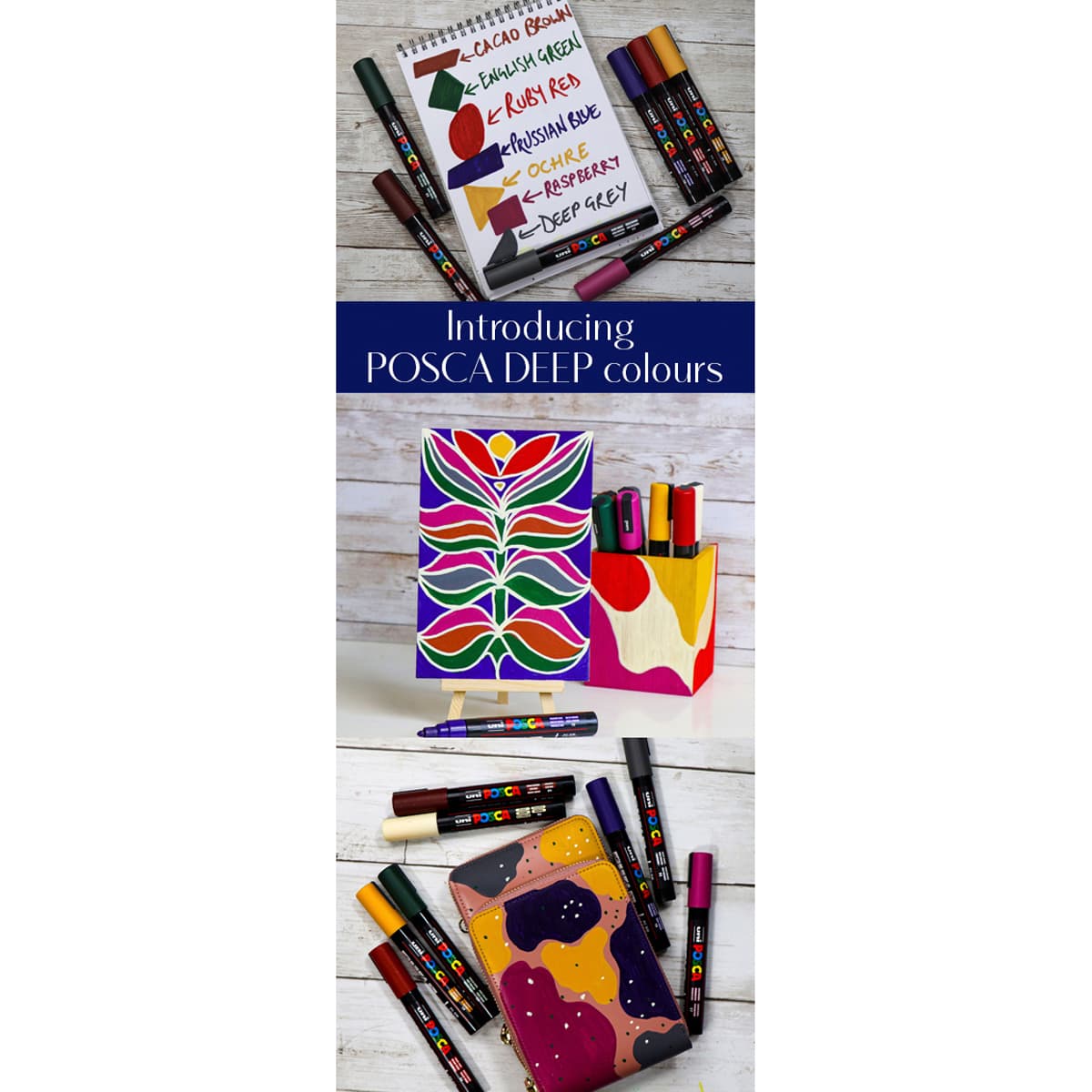 Posca Paint Markers - Set of 8, Dark Colors, Medium Bullet Tip, 2.5 mm