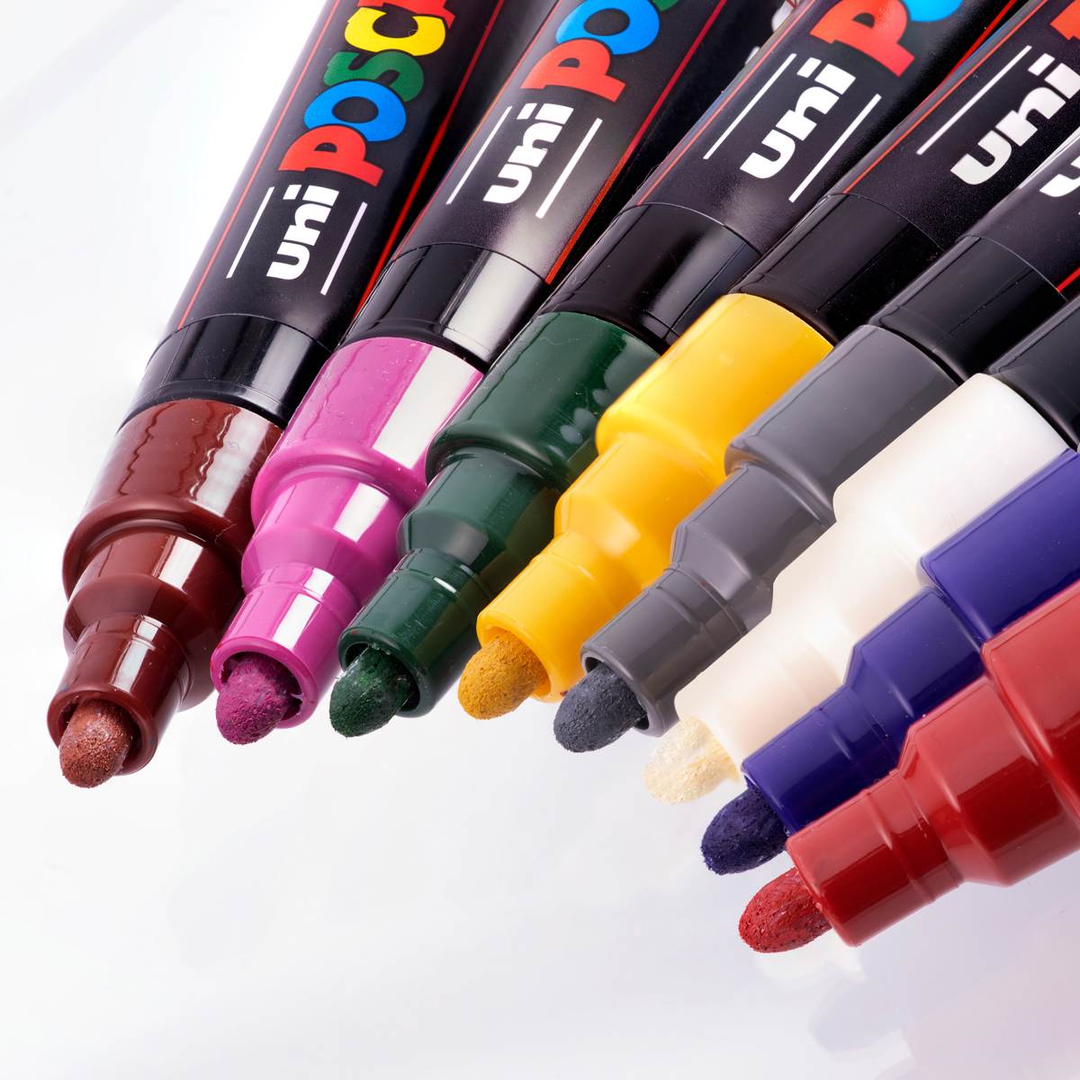 Posca Paint Markers - Set of 8, Dark Colors, Medium Bullet Tip, 2.5 mm